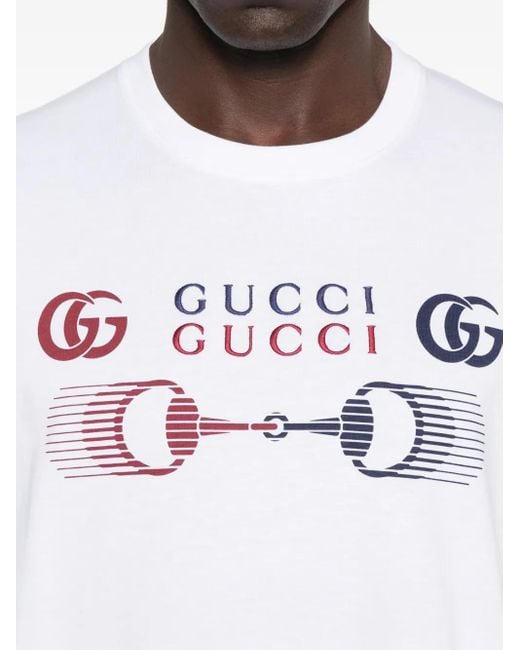 メンズ Gucci ホースビット ロゴ Tシャツ White