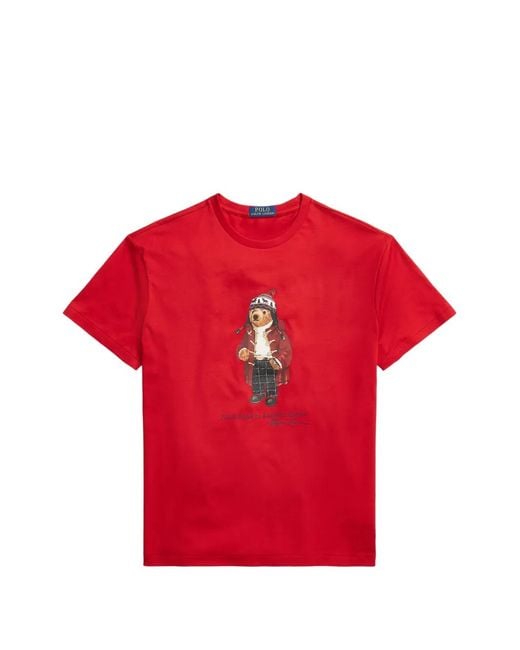 Polo Ralph Lauren Red Bear-Print T-Shirt for men