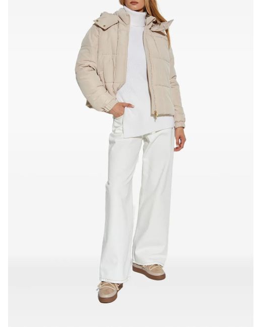 EA7 Natural Quilted Hooded Puffer Jacket