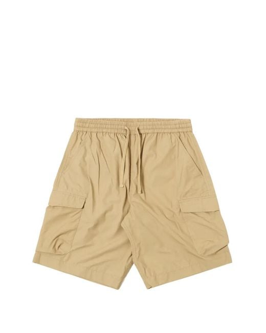 Universal Works Natural Drawstring Cargo Shorts for men