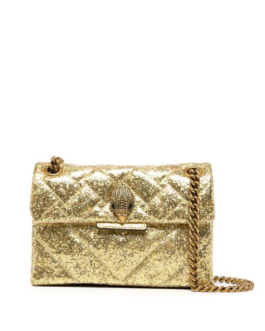 Kurt Geiger Leather Mini Glitter Kensington Crossbody Bag in Gold