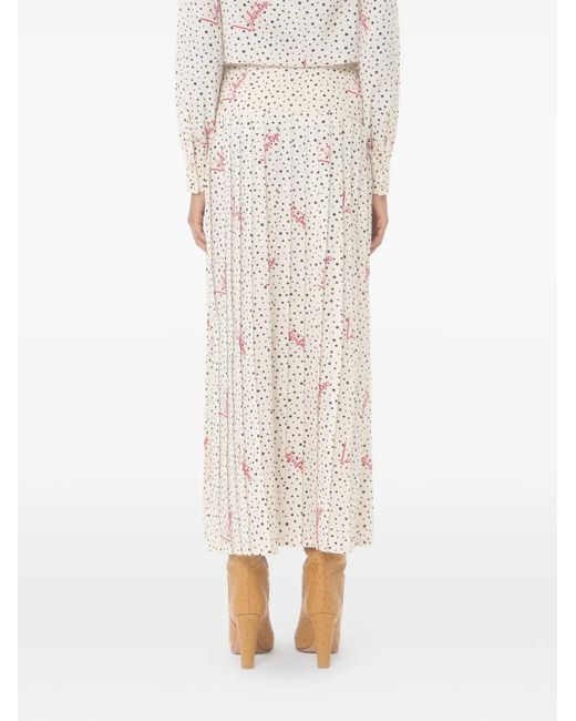 Valentino Garavani Natural Plusdepois Bubble Print Crepe De Chine Long Skirt