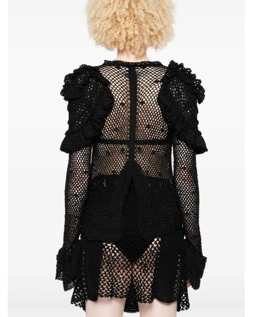Judy Turner Black Lucrezia Ruffled Crochet Top