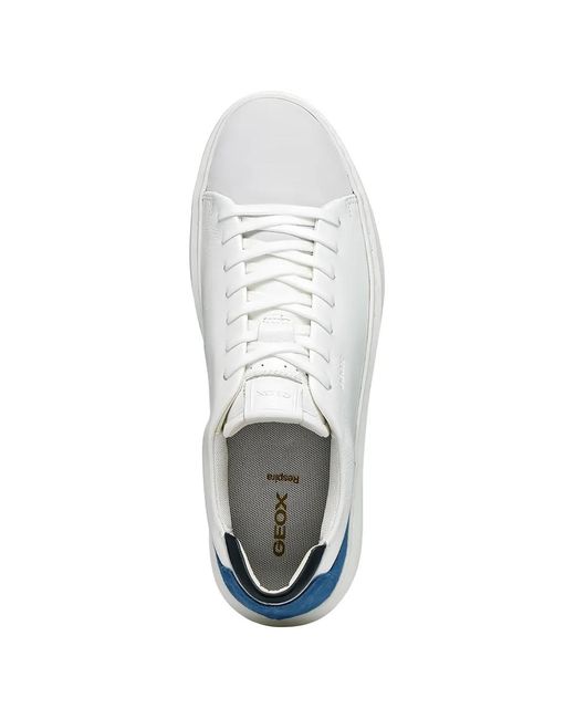 Geox White Suede Panelled Sneakers for men