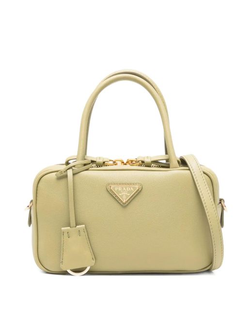 Prada Metallic Triangle-Logo Satchel Bag