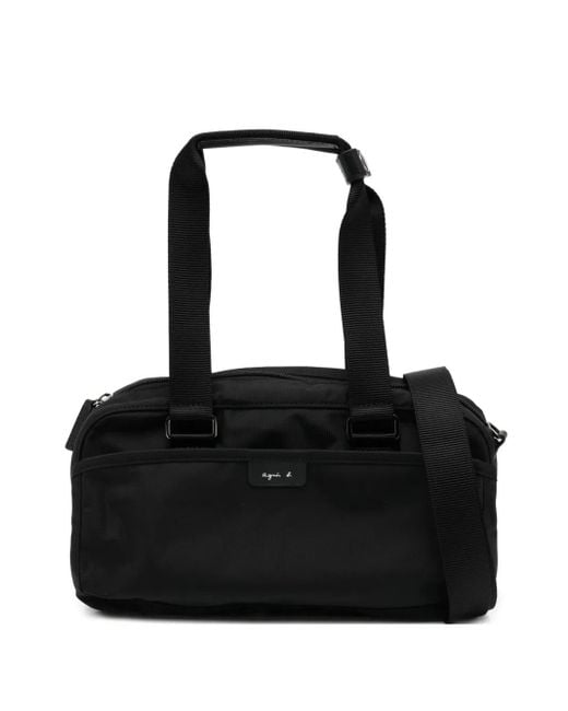 Agnes B. Black Small Boston Tote Bag