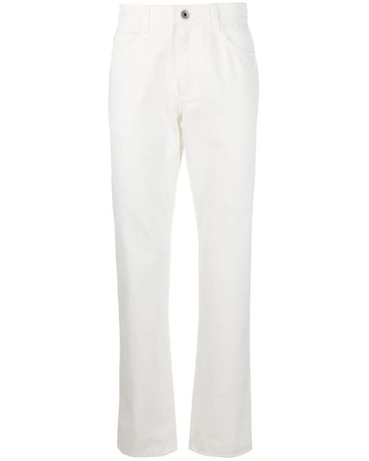 Ferragamo White Straight-Leg Logo Patch Jeans for men