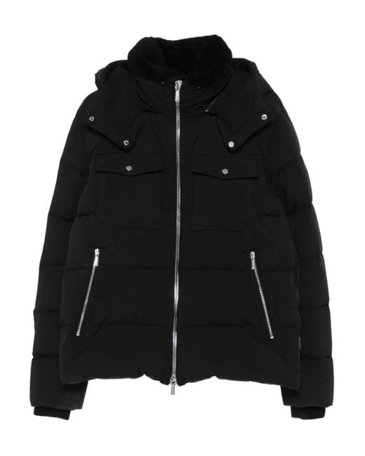 Moorer Black Hooded Quilted Jacket for men