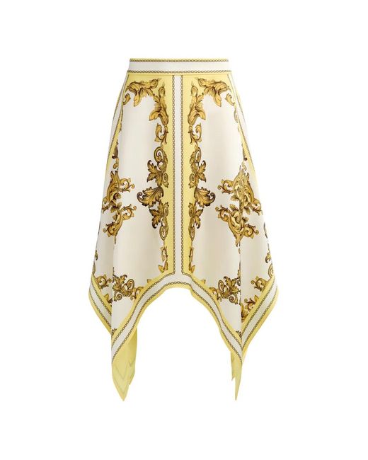 Alice + Olivia Metallic Davina Baroque-Print Midi Skirt