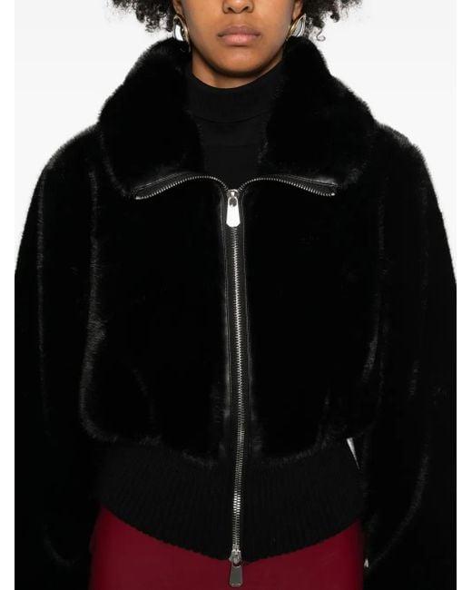 Pinko Black Ribbed Hem Zip Jacket