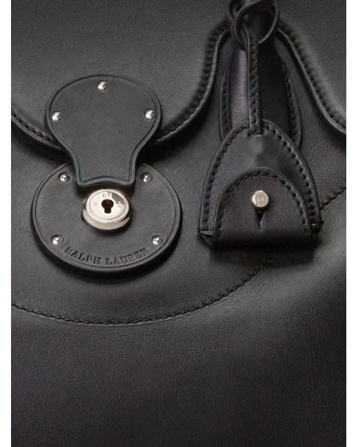 Ralph Lauren Black Ricky Buckle-Detail Leather Bag