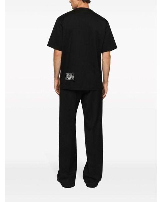 Camiseta de algodón con estampado y logotipo DG bordado Dolce & Gabbana de hombre de color Black