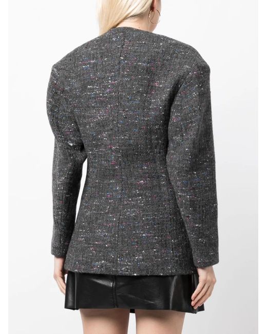 Ganni Gray Fitted Wool Blazer