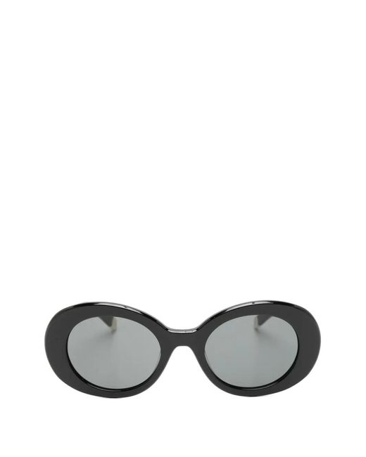 Benetton Gray Logo-Plaque Round-Frame Sunglasses