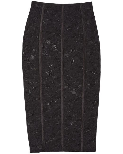 Fleur du Mal Black Le Stretch Lace Pencil Skirt