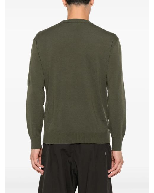 C P Company Green Lens-Detail Crew-Neck Sweater for men