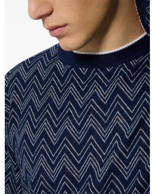 Missoni Blue Pull En Cachemire À Motif Zig-Zag for men