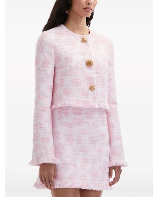 Oscar de la Renta Pink Textured Tweed Jacket