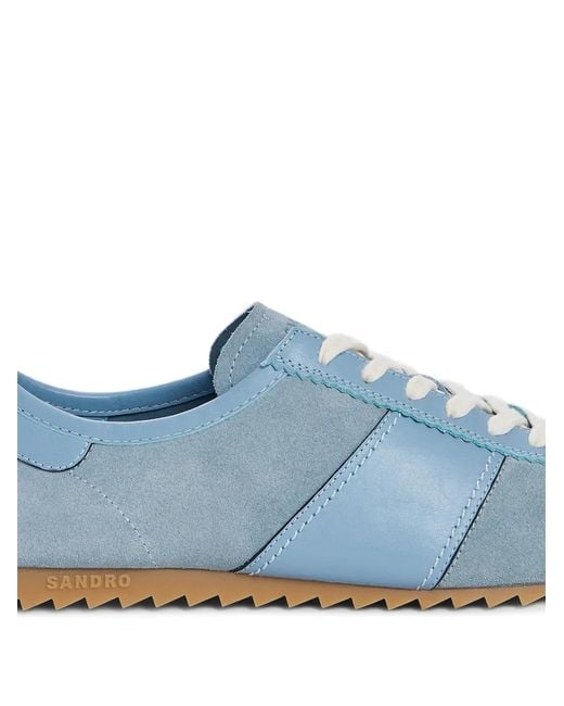 Sandro Blue Low-Top Leather And Suede Trainers for men