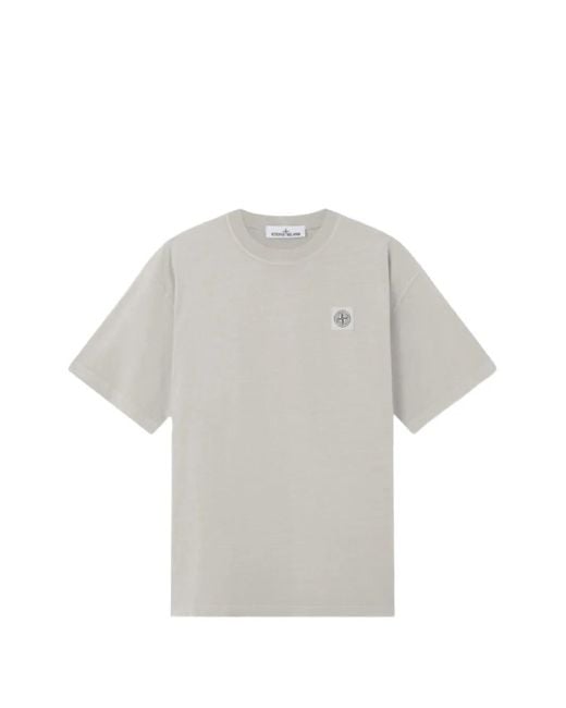 Stone Island White Compass-Patch T-Shirt for men