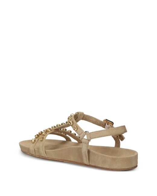 Kennel & Schmenger Natural Crystal-Embellished Leather Sandals