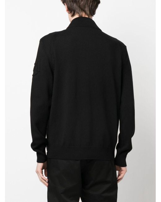 Moncler Black Padded-panel Knit Cardigan for men