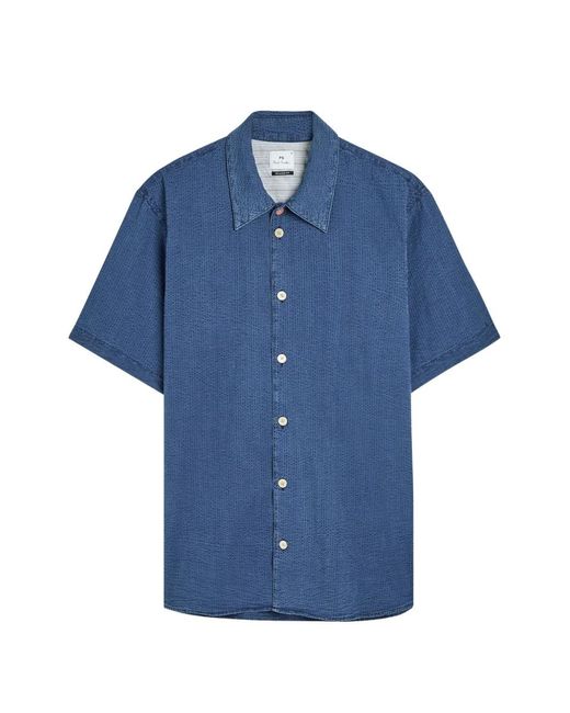 Paul Smith Blue Short-Sleeve Shirt for men
