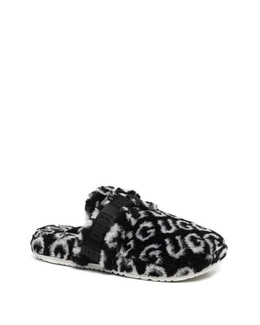 Ugg Black Fluff It Pop Slippers for men