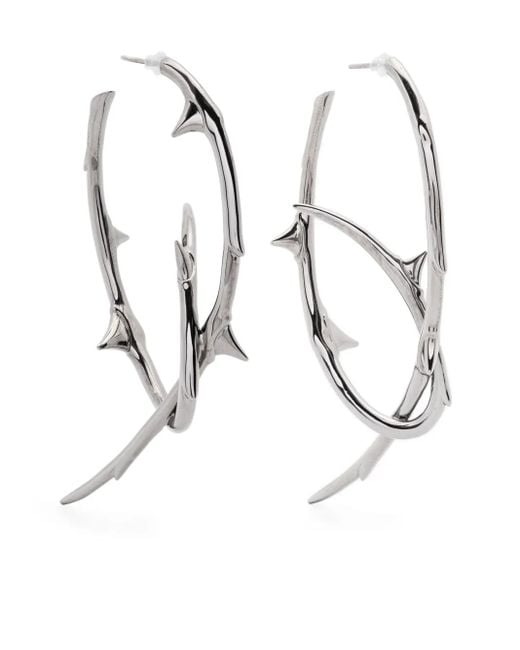 Shaun Leane White Rose Thorn Statement Hoop Earrings