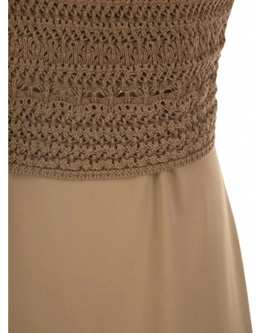 Fabiana Filippi Natural Crochet-Knit Sleeveless Dress