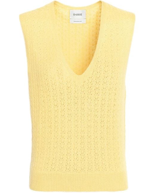 Barrie Yellow V-Neck Cashmere Top
