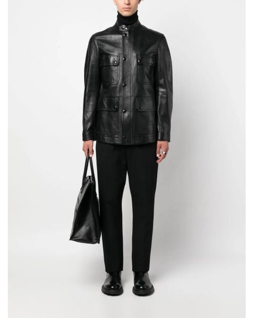 Tom Ford Black Zip-Up Leather Jacket for men
