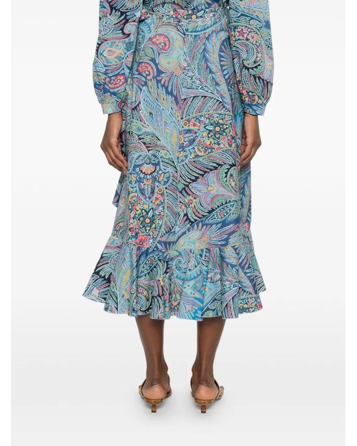 Etro Blue Cotton Elastane Skirt