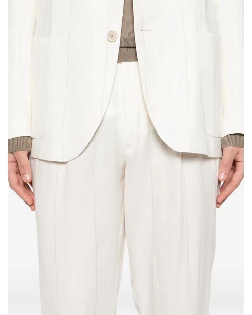 Eleventy White Pinstripe-Pattern Suit for men