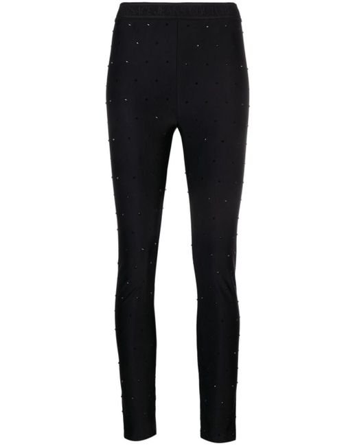 Versace Black Rhinestone-embellished Cropped leggings