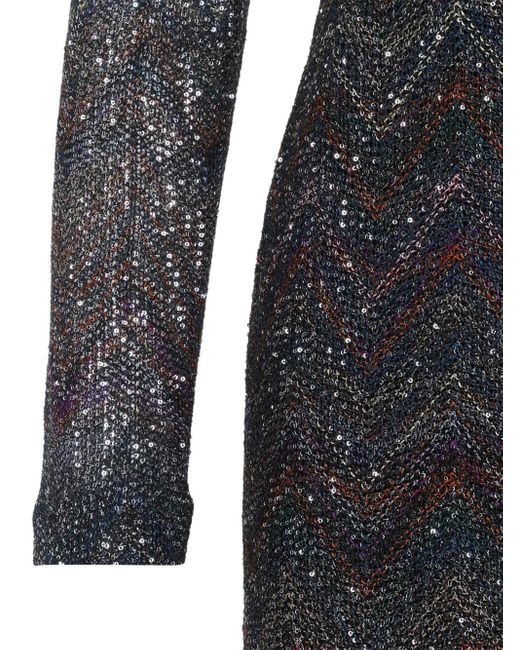 Missoni Black Zigzag Sequined Dress With Deep V-Neckline