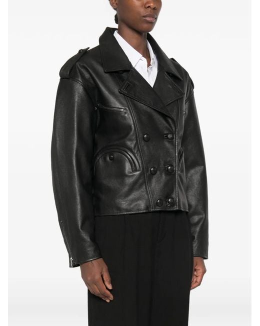 Blazé Milano Black Double-Breasted Leather Jacket