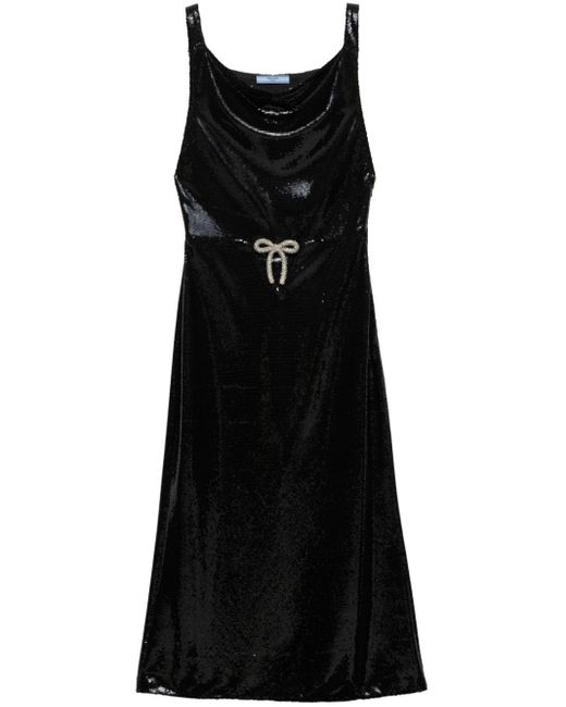 Prada Black Sequined Midi Dress