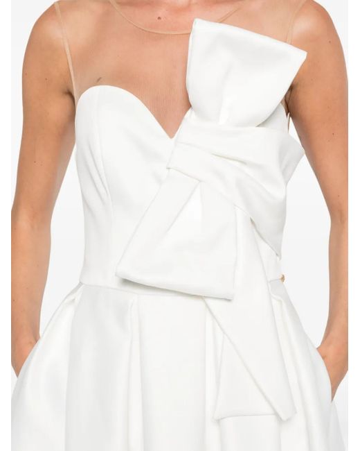 Nissa White Midikleid mit Schleifendetail