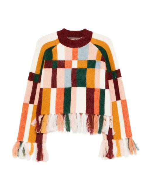 ALÉMAIS Orange Marjorelle Fringe Sweater