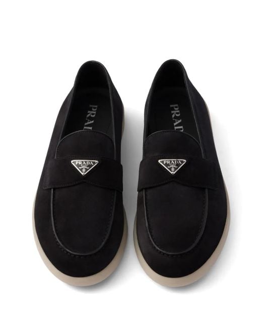 Prada Loafer Mit Logo-Schild in Black für Herren
