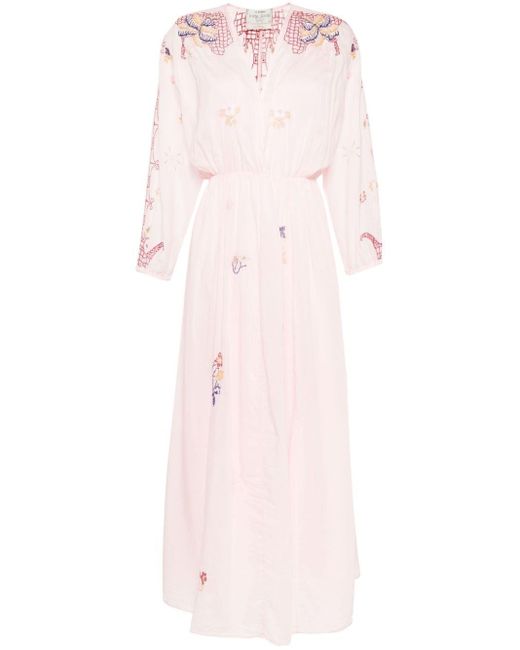 Forte Forte Pink Embroidered-design V-neck Maxi Dress