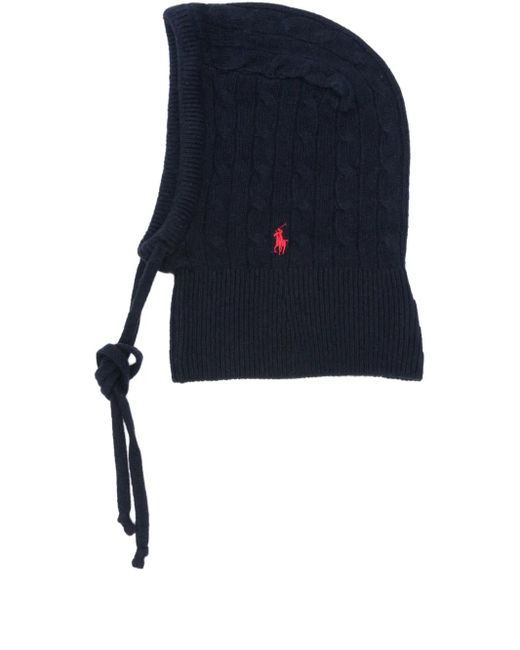 Polo Ralph Lauren Blue Cable-Knit Tie Balaclava
