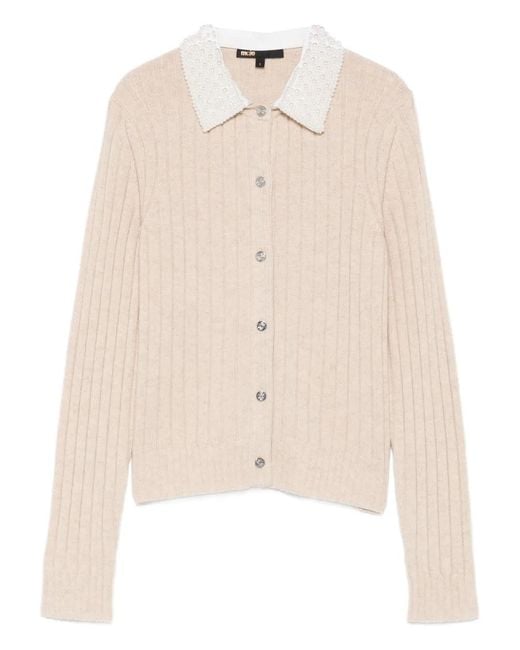 Maje Natural Cardigan With Removable Bead Collar
