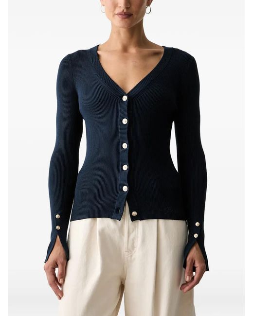 Guess Blue Ribbed-Knit Cardigan