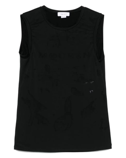 McQueen Black Logo-Jacquard Top