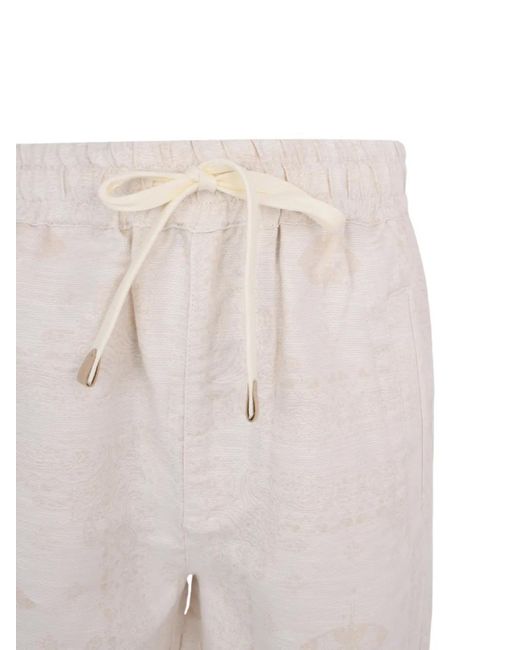 Eleventy White Paisley-Print Drawstring Shorts for men