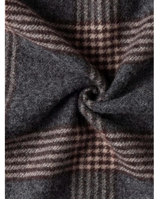Hackett Black Plaid Logo-Embroidered Scarf for men