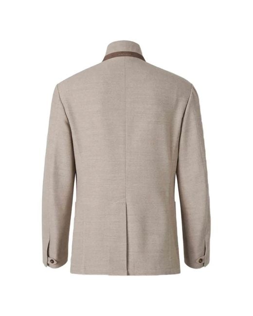 Canali Gray High-Neck Patch-Pocket Jacket for men