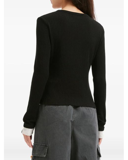 Mini Cream Black Button Ribbed Cardigan